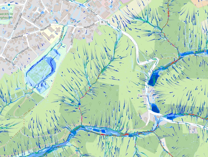 Starkregengefahrkarte des RBK für Wermelskirchen